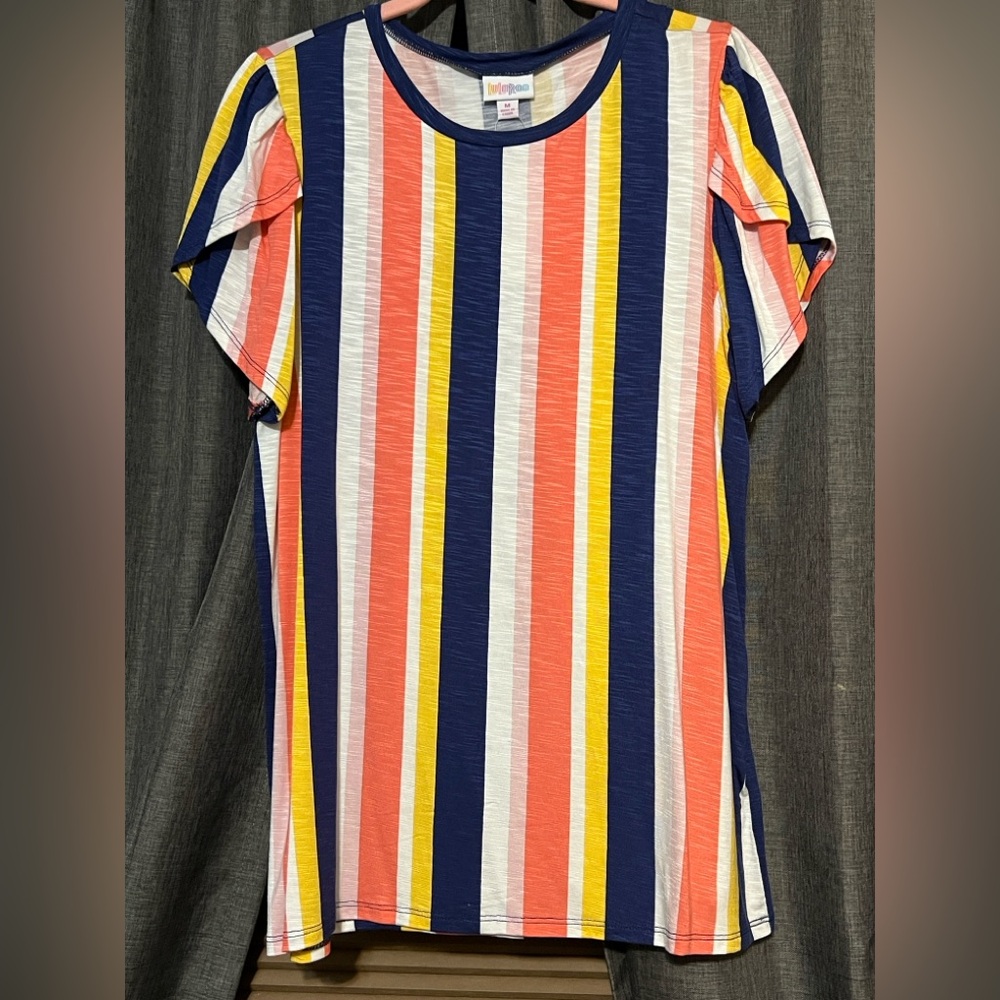 LuLaRoe Olive Multicolor Striped Women's Top New
